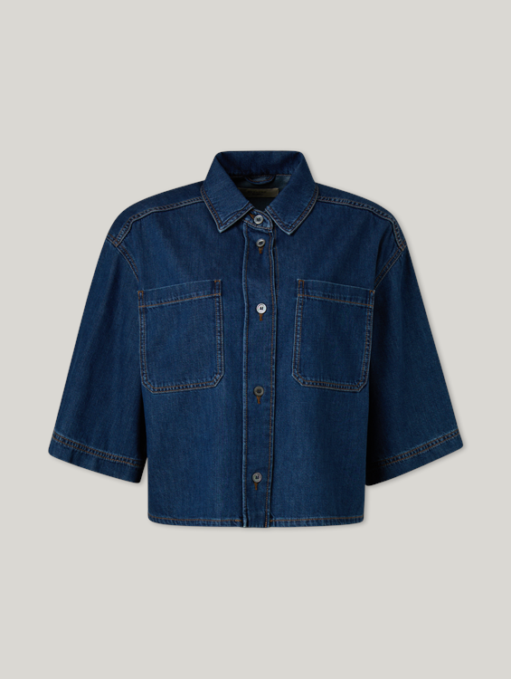 Bild von Kurzarmbluse aus Denim ENZA